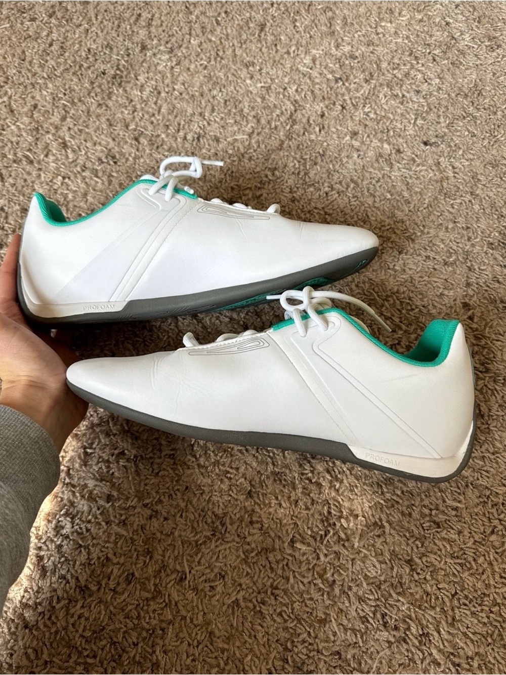 Puma AMG Mercedes White Sneakers with Teal Inner Lining - Picture 3 of 4